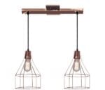 Colgantes dos luces Jaula Diamante, Apto Led, Decorativa, Lampara de diseño, filamento de led, vintage