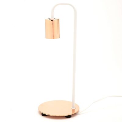 lampara de mesa velador wanda blanco y cobre