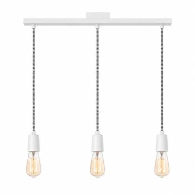colgante 4 luces vintage blanco con cable textil tipo plancha