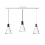 lámpara de techo 3 luces regleta y detalle en cobre línea ostende