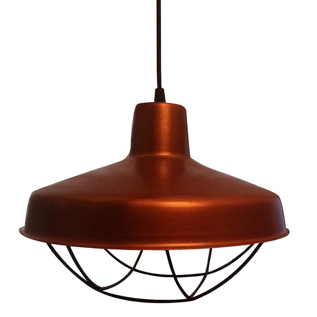 Lampara de techo Galponera con reja Ø 30cm color Ocre Bazar de Luces