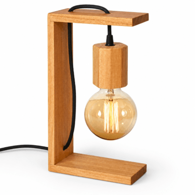 lámpara de mesa madera en forma de c linea nordica