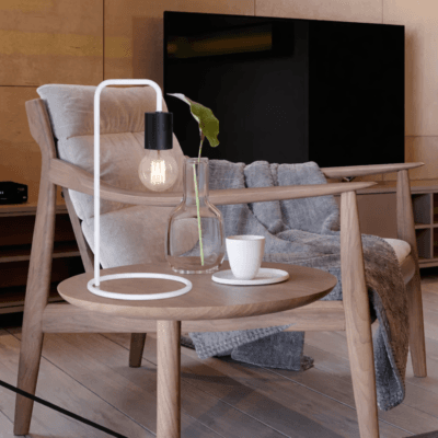 velador de mesa circulo minimalista blanco linea wanda