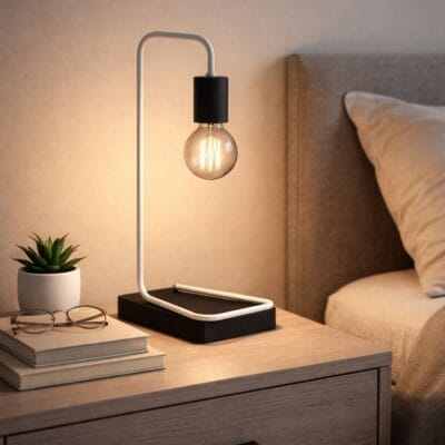 velador de mesa minimalista blanco linea wanda