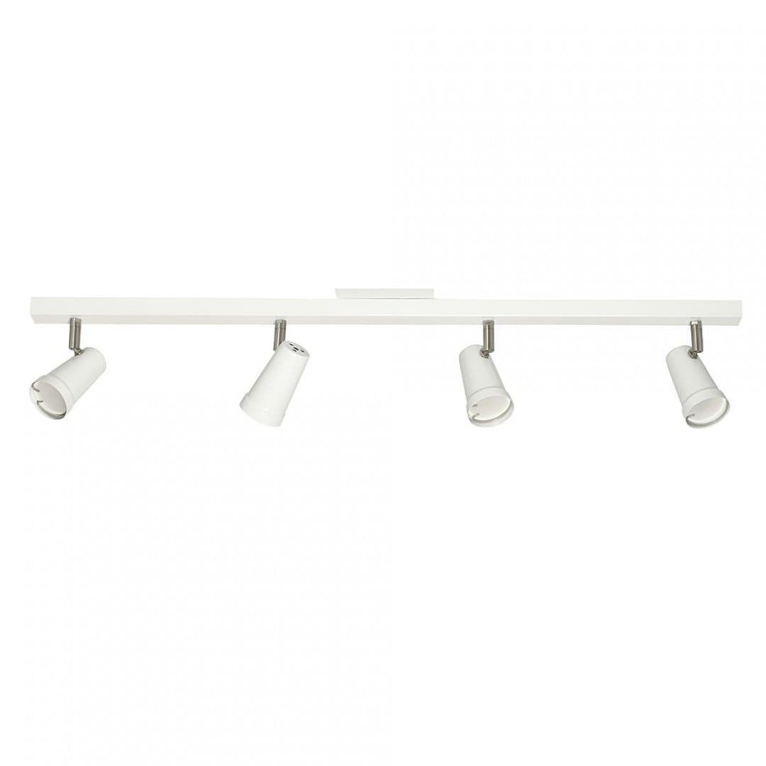 aplique de techo blanco con riel para cuatro luces linea dina