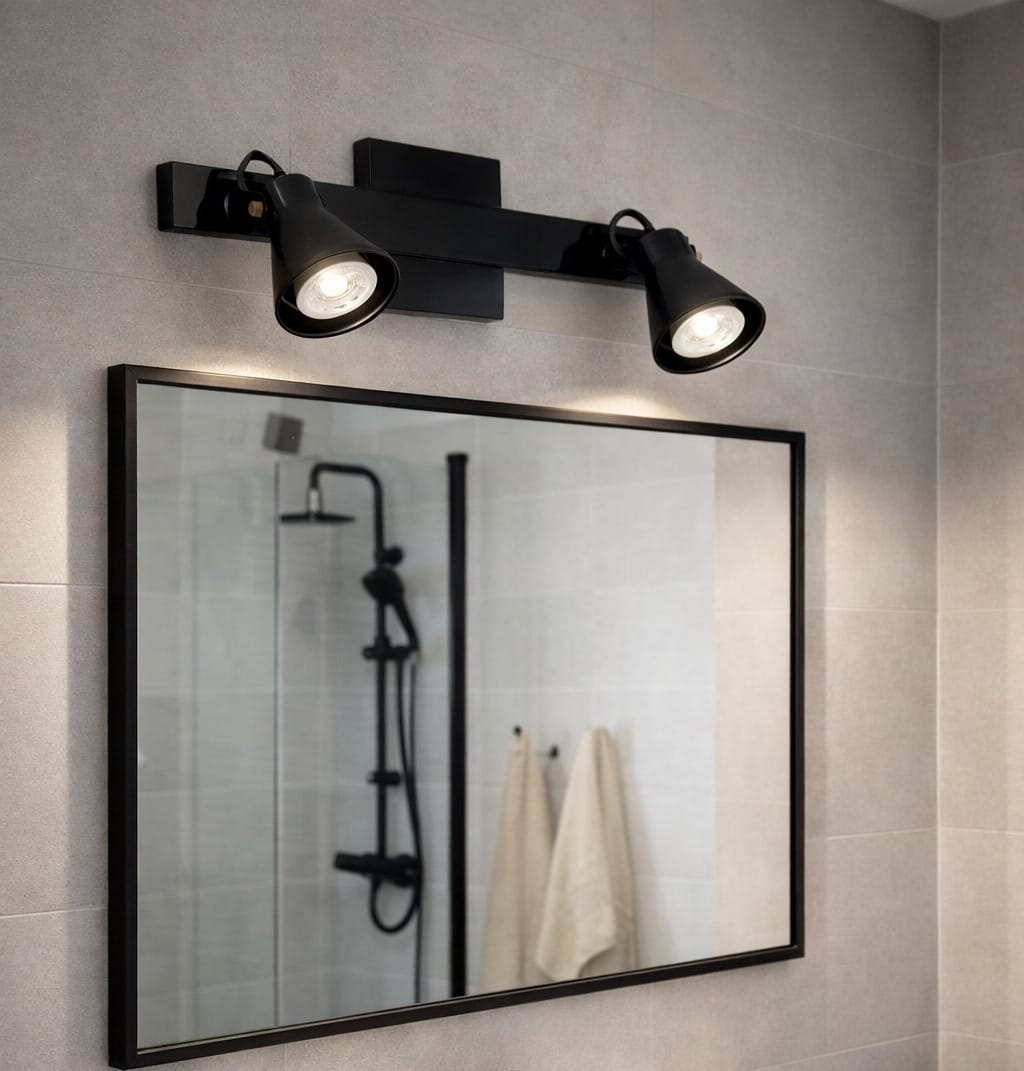 aplique móvil dos luces negro linea galia