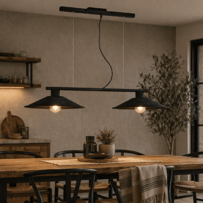 lámpara de techo 2 luces negro pantalla Ø40 cm línea ensenada