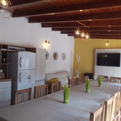 quincho con colgante cardales cobre 3 luces y aplique de pared