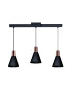 lámpara de techo 3 luces negro y cobre línea ostende