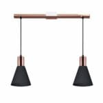 lámpara de techo 2 luces ostende negro y cobre