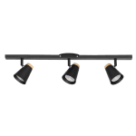 MA-8001-P3N Aplique/plafón 3 luces negro con detalle madera LÁMPARA: GZ10/GU10 x 3 MEDIDAS: Base 60x4cm