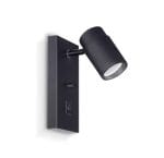 Velador de pared móvil con interruptor - Negro