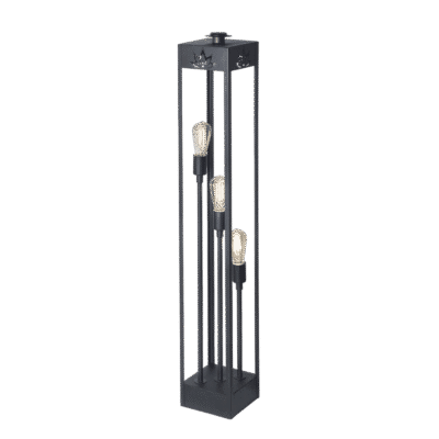 lampara de pie 3 luces "loto" negro 1,20 m linea candelaria