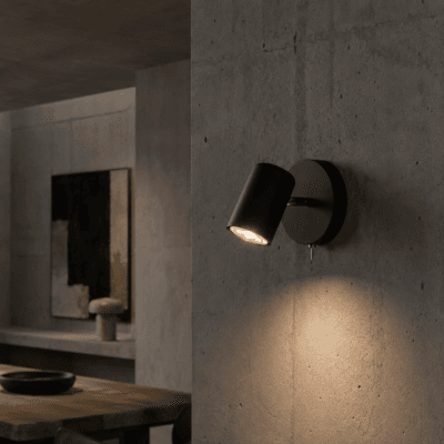 aplique 1 luz "efka" cilindro móvil para pared o techo negro