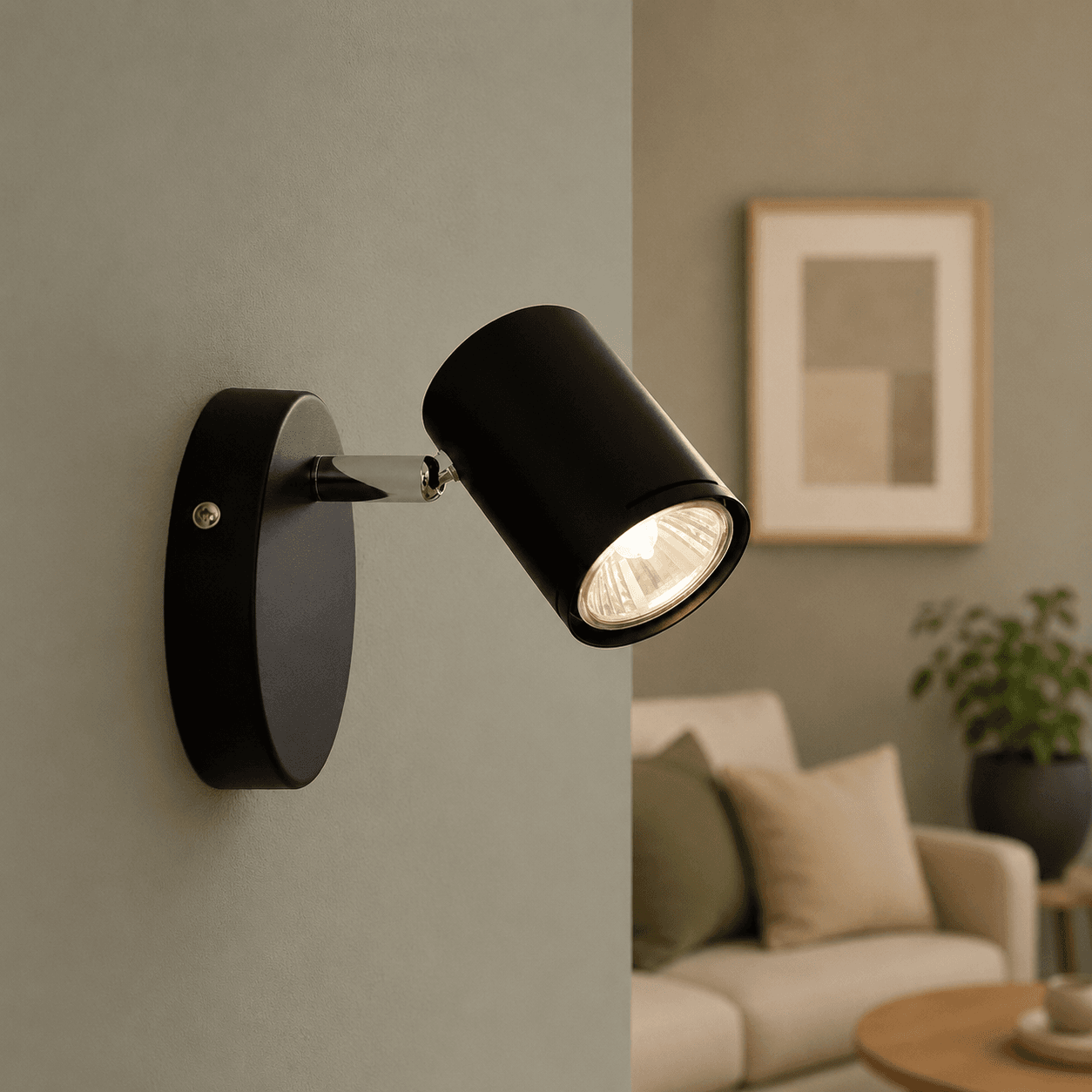 aplique 1 luz "efka" cilindro móvil para pared o techo negro