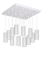 colgante *pipes* 17 luces 35 cm blanco mate linea canals