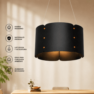lampara de techo 2 luces "gajos negro y cobre" Ø520 mm