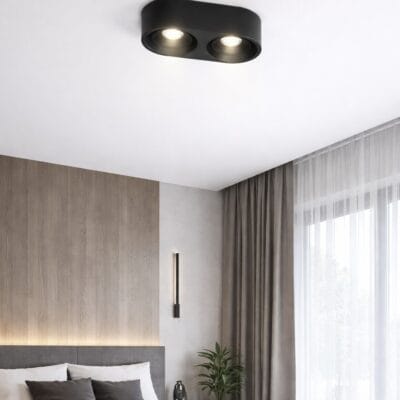 plafon monovolumen 2 luces "fach2" movil antideslumbrante negro