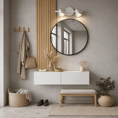 aplique 2 luces móvil "eleanor" blanco y detalle en madera