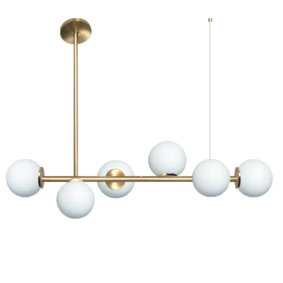 plafon 6 luces "best oro" con bocha opal 15 cm