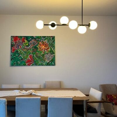 plafon 6 luces "best oro" con bocha cristal 15 cm