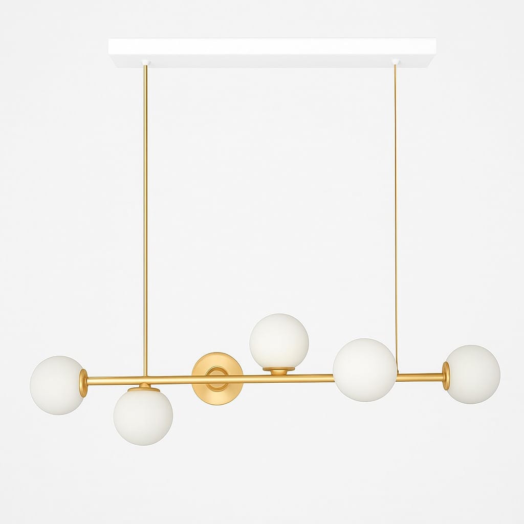 plafon 6 luces "best oro" con bocha opal 15 cm