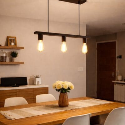 lampara de techo tres luces industrial negro