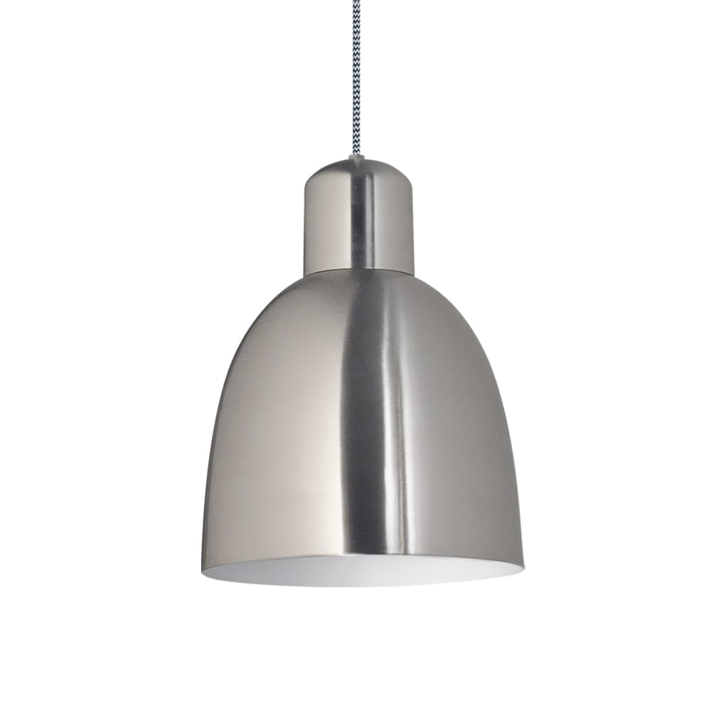 erminación cromo - Cuerpo realizado en acero - Detalle de capuchón cromado - Cuerpo del colgante :Diámetro 23cm - Zócalo E27x1 - No Incluye lámpara led - Florón acero cromo