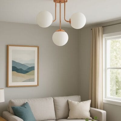 plafon 4 luces opal "spa solar" cobre