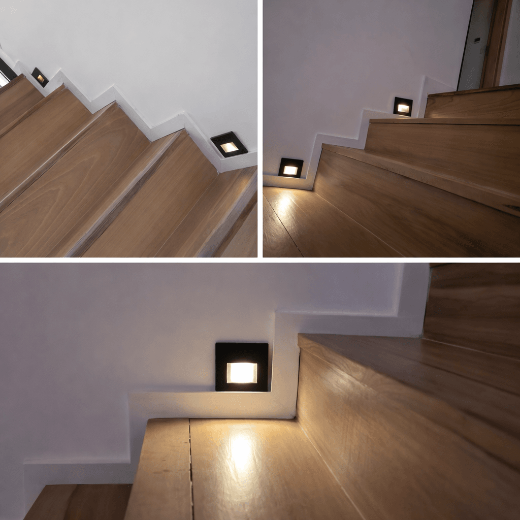 luminaria embutida led integrado 3w " web negro"