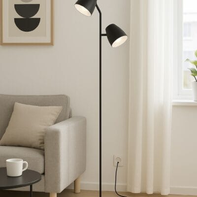 lampara de pie 2 luces movil "lang small " negro