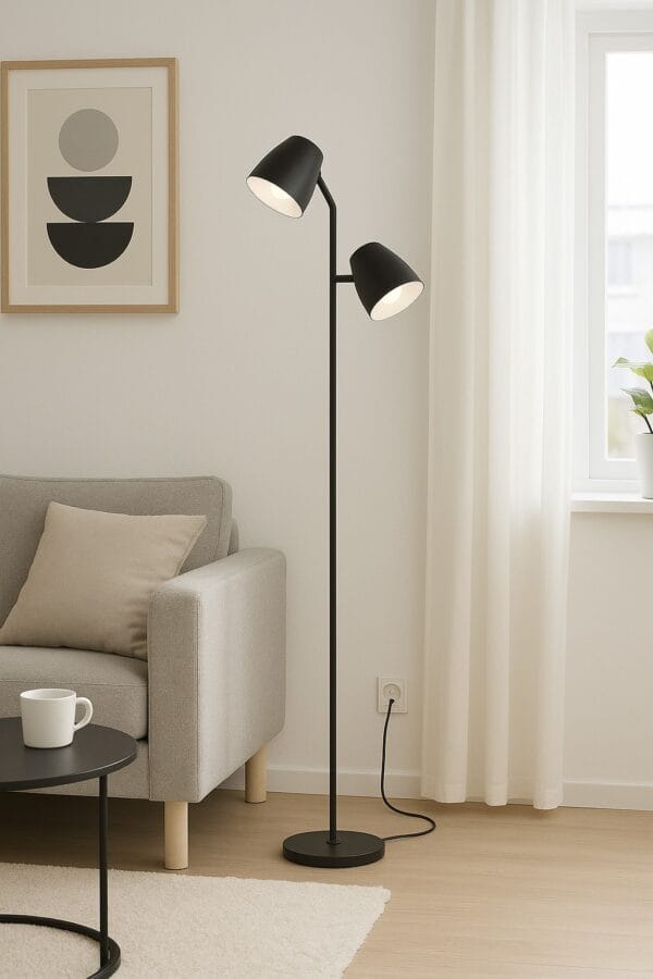 lampara de pie 2 luces movil "lang small " negro