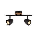 aplique 2 luces móvil "elise" negro y detalle en madera