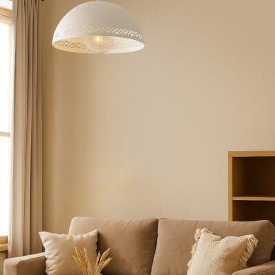 colgante media esfera de chapa Ø420 mm blanco calado