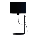 lampara de mesa industrial black pantalla de tela negro