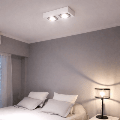 plafón cardanico dos luces móvil para ar111 rimini   blanco