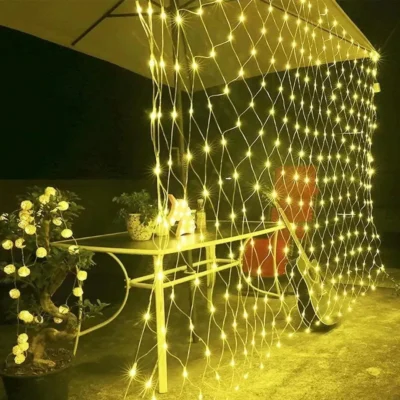 guirnalda red cortina 160 led 2x2mts luz cálida