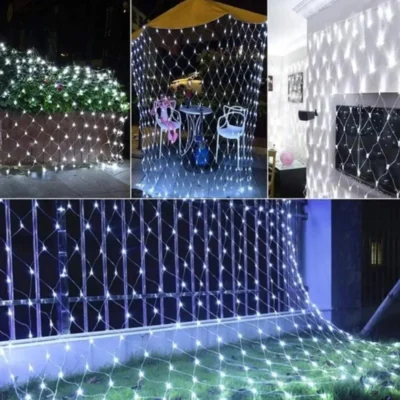 guirnalda red cortina 160 led 2x2mts luz cálida