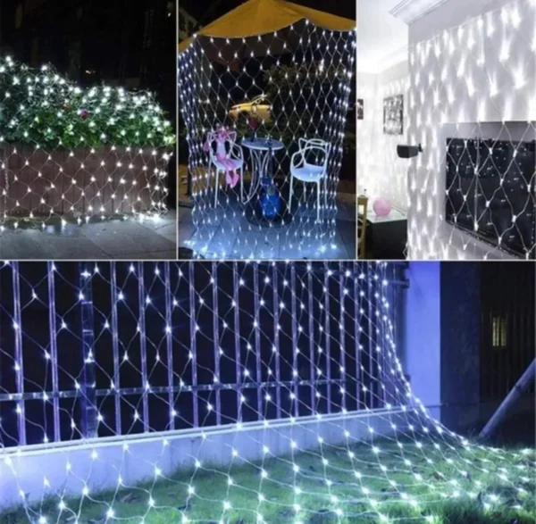 guirnalda red cortina 160 led 2x2mts luz cálida