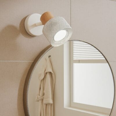 aplique 1 luz móvil "liiv" blanco y detalle en madera