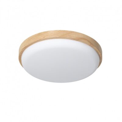 plafón redondo led "sol 24w" luz calida madera paraiso