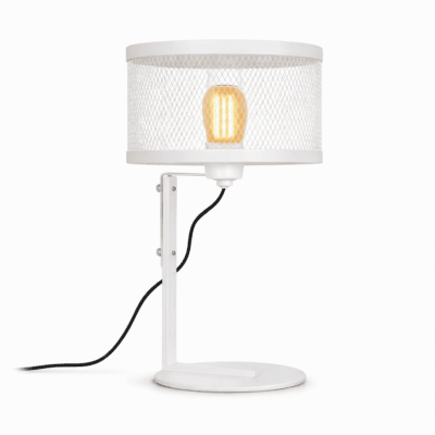 lampara de mesa blanca con pantalla a eleccion en color blanco (copia)