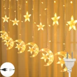 cortina de luces navideña pinos y estrellas 3 metros 220v (copia)