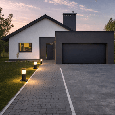 farola de piso de aluminio "glint cilindro" 25,7 cm ip65 negro