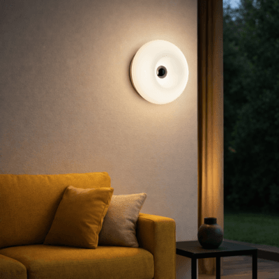 lampara de pared "dona glass blanco" 12w luz blanco dinamico