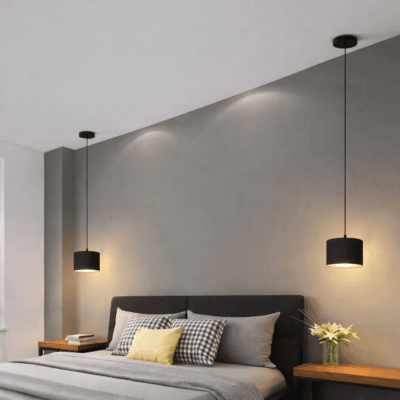 lampara colgante pantalla de tela Ø20cm negro linea libertad