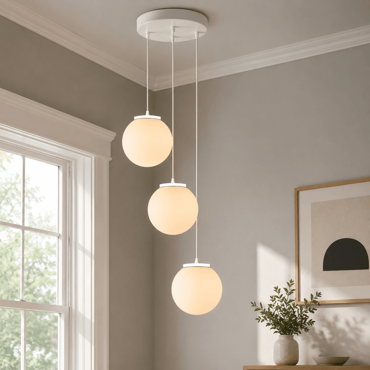 lampara de techo 3 luces globit 20 cm base redonda blanco