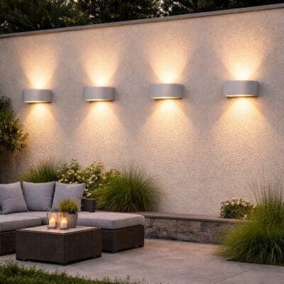 aplique bidireccional "sandri" curvo con lente optico plano gris