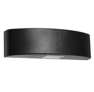 aplique bidireccional "sandri" curvo con lente optico plano negro