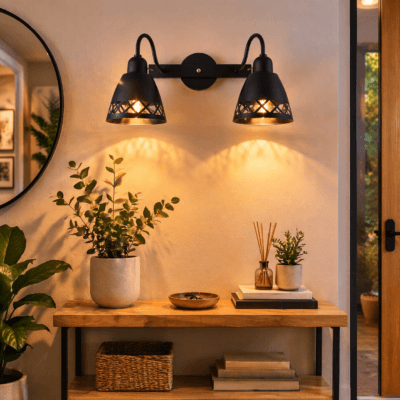 aplique de pared "vitoria" 2 luces e27 negro